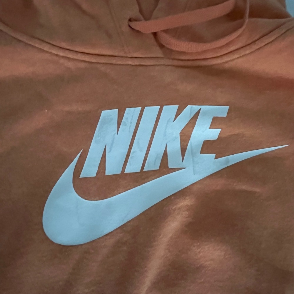 Nike Sportswear Essential Cropped Hoodie Orange White Futura Logo Small - Picture 2 of 5